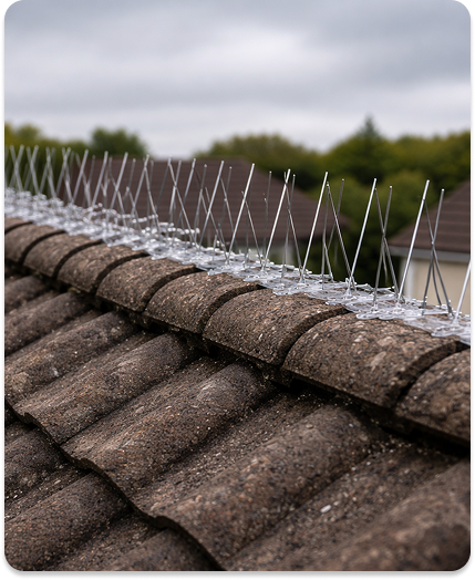 Roof edge bird proofing system installed to prevent pigeons nesting on buildings in Cardiff. Common Bird Problems in Homes​ image